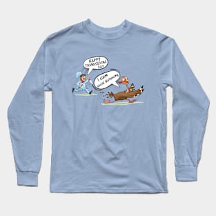 Funny Happy Thanksgiving Day And Social Distancing Long Sleeve T-Shirt